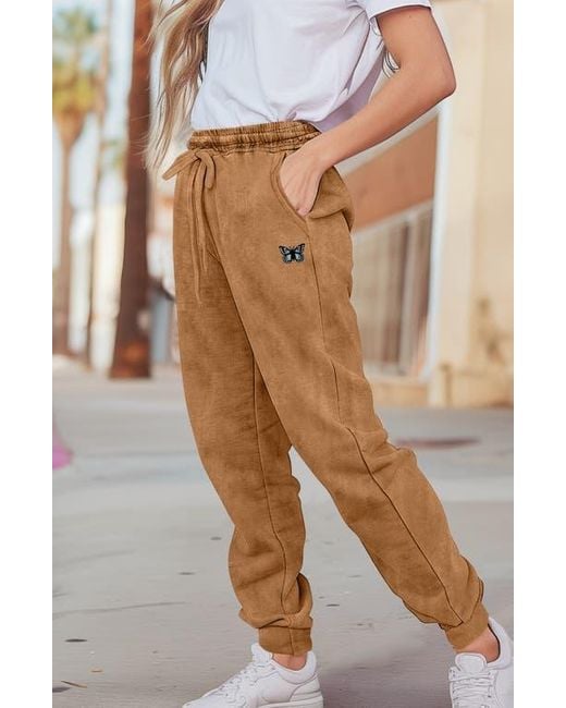 Alix Natural Butterfly Midweight Fleece Washed Jogger Pant