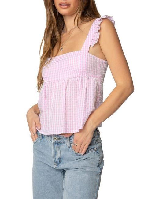 Edikted Purple Jenson Backless Gingham Tank