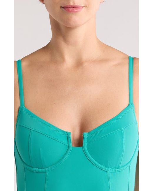 Solid & Striped Green Veronica Underwire One-Piece Swimsuit