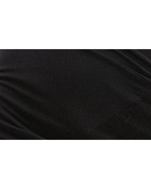 TOPSHOP Black Ruched One-shoulder Lace Minidress