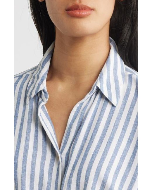 Beach Lunch Lounge Blue Vivica Stripe Twist Hem Button-Up Shirt