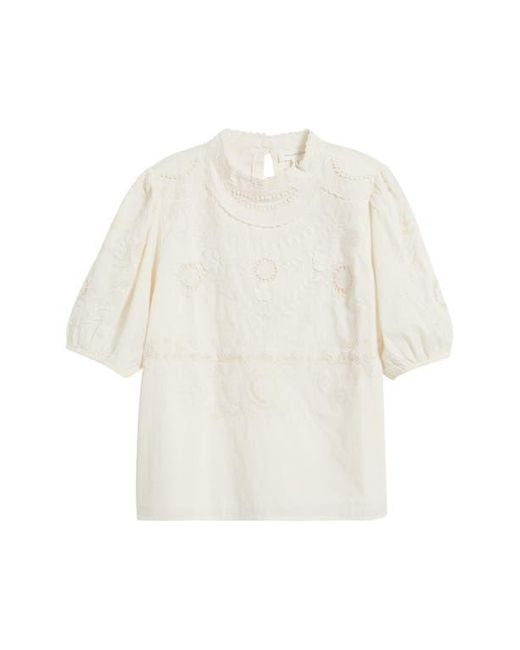 Treasure & Bond White Lace Trim Cotton Broderie Anglaisetop