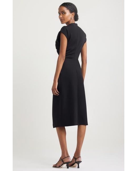 Nordstrom Ruched Funnel Neck Midi Dress in Black | Lyst