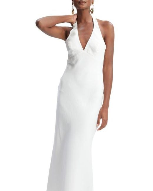 Bardot Paola Halter Linen Midi Dress in White | Lyst