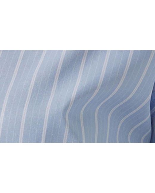 Astr Blue Pinstripe Cotton Crop Button-up Shirt