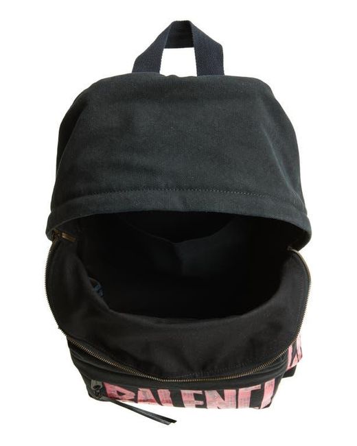 Balenciaga Black Tape Type Logo Canvas Backpack for men