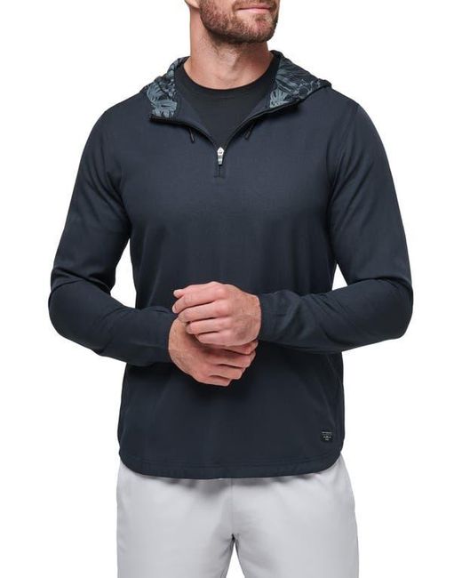 Travis Mathew Blue Hooded Quarter Zip Pullover for men