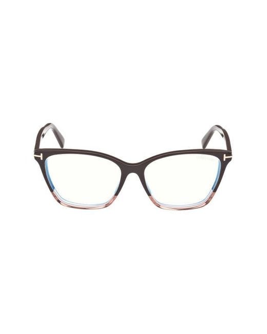 Tom Ford Brown 56Mm Cat Eye Light Blocking Optical Glasses