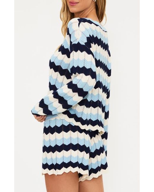 Beach Riot Blue Beach Stripe Pointelle Cover-Up Sweater
