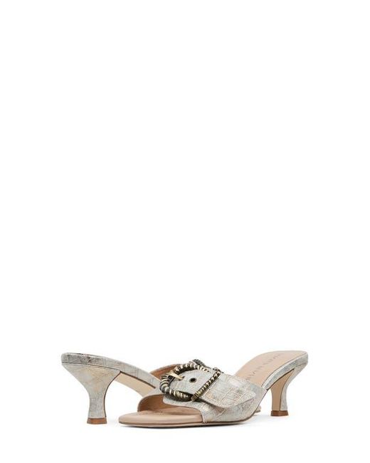 Donald J Pliner White Buckle Croc Embossed Slide Sandal