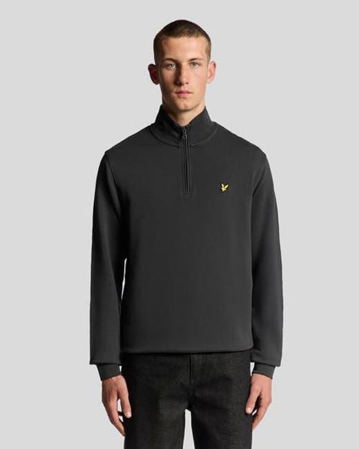 Lyle & Scott Black Loopback Quarter Zip Sweat for men