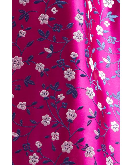 La Vie Style House Pink Floral Jacquard Long Sleeve Wrap Minidress