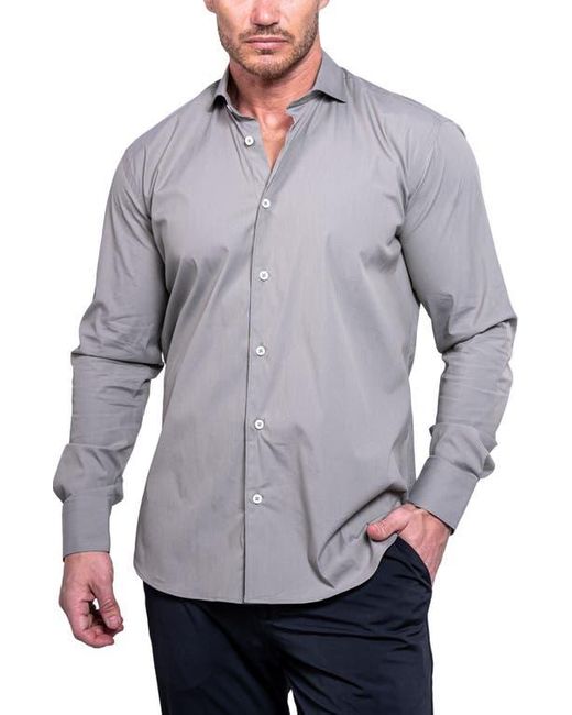 Maceoo Gray Einstein Aristocratluxestretch Button-Up Shirt for men