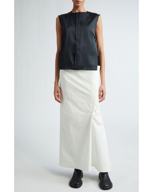Commission White Creased Cotton & Nylon Maxi Skirt