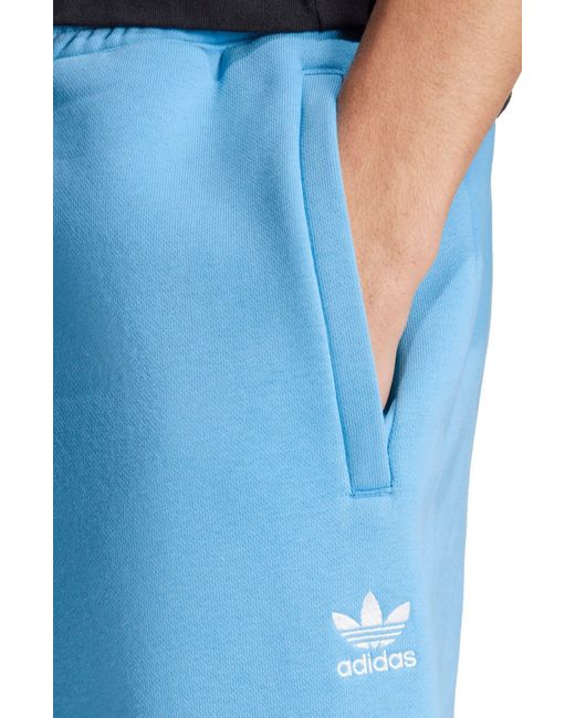 Adidas Originals Blue Trefoil Essentials Sweat Shorts for men