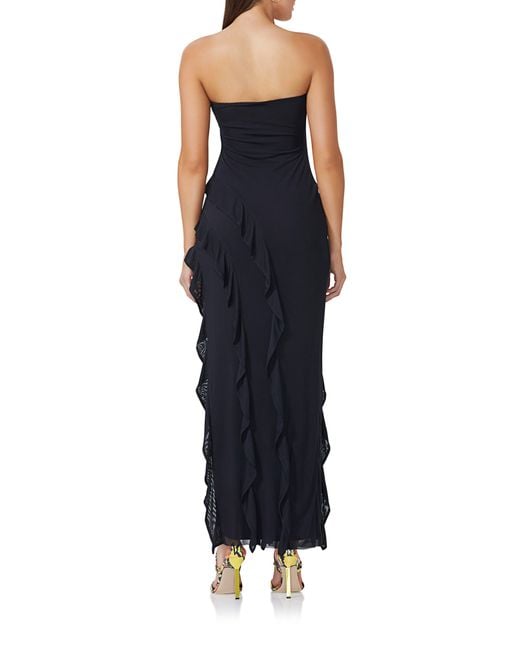 AFRM Siobhan Strapless Asymmetric Ruffle Dress in Black | Lyst