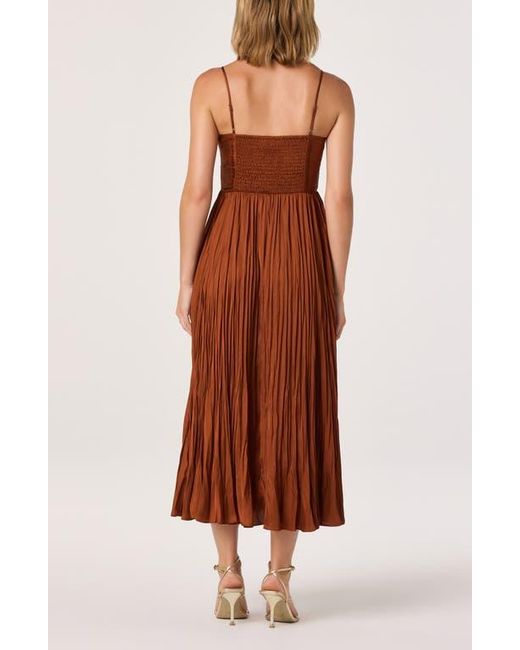 Astr Maeve Midi Dress in Brown | Lyst