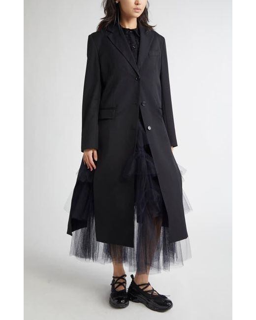 Simone Rocha Black Cutout Bow Detail Worsted Coat