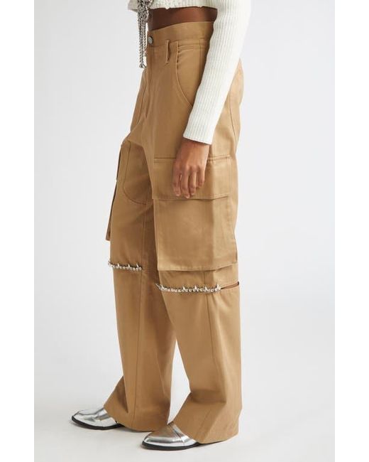 Area Natural Crystal Trim Slit Cargo Pants
