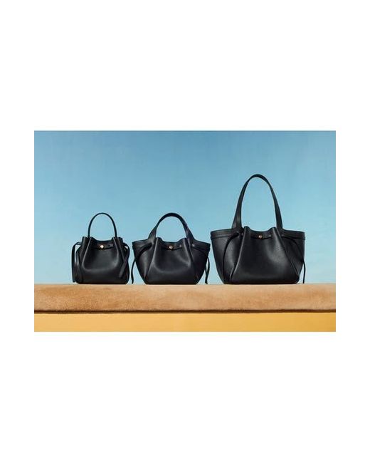 Tory Burch Black Romy Pebble Leather Bucket Bag