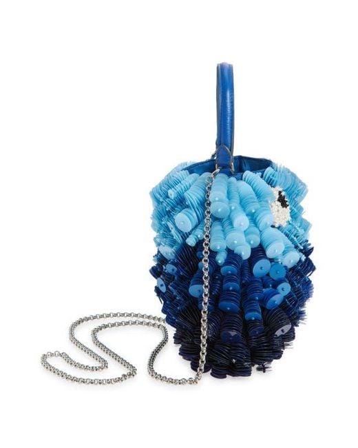 Anya Hindmarch Blue Sea Urchin Paillette Embellished Clutch