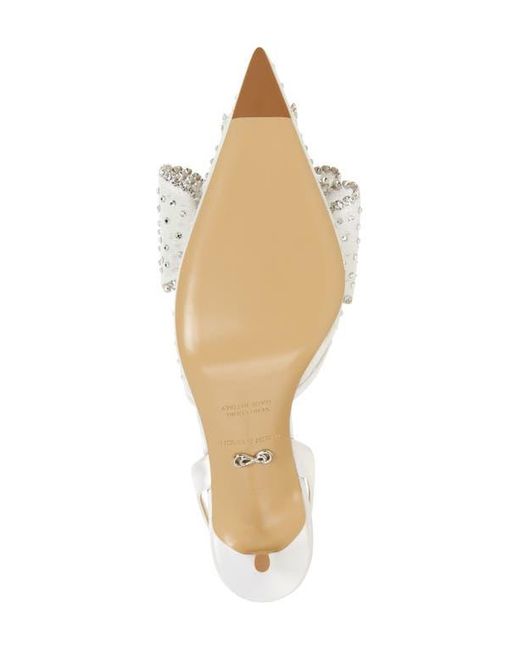 Mach & Mach White Le Cadeau Bow Pointed Toe Slingback Pump