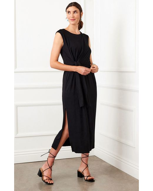 Karen Kane Tie Waist Midi Dress in Black | Lyst