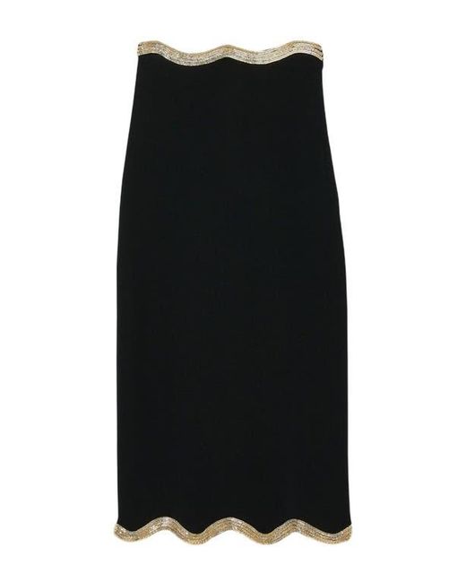 Sandro Blue Long Knitted Skirt With Chain Detail