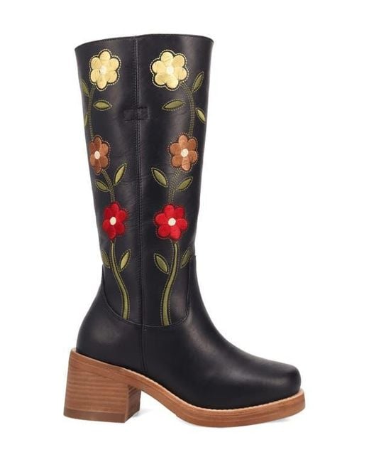 Dingo Black Bloom Embroidered Boot