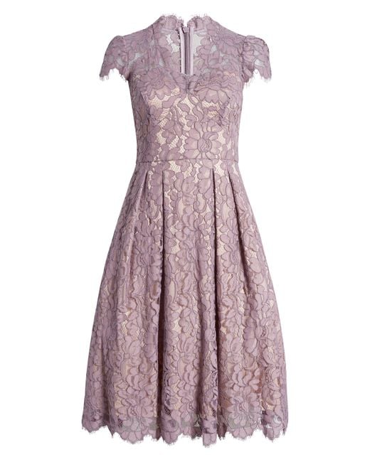 Eliza J Lace Fit & Flare Cocktail Dress in Purple | Lyst