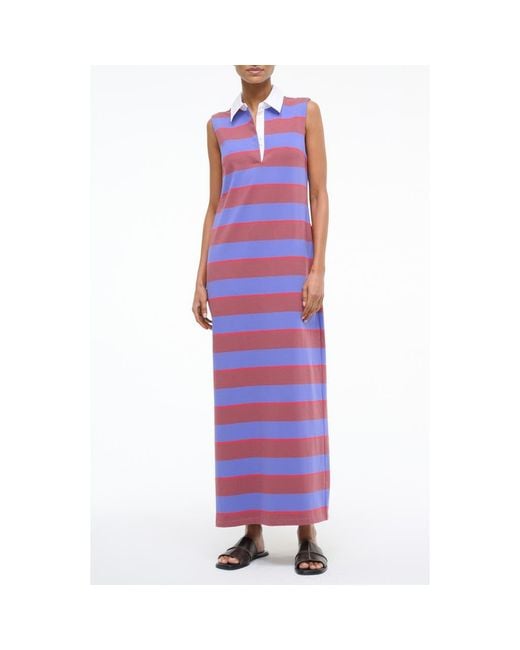 Staud Purple Julius Sleeveless Polo Maxi Dress