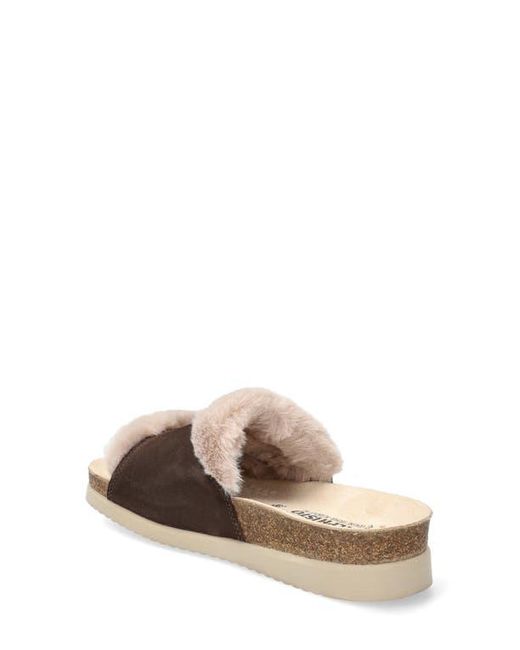 Mephisto Brown Hemeline Faux Fur Slide Sandal