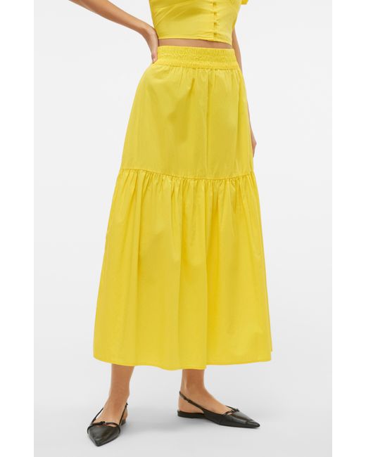 Vero Moda Yellow Tiered Maxi Skirt
