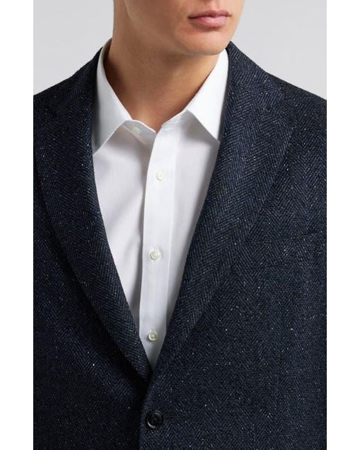 Boss Blue Hanry Virgin Wool Blend Herringbone Sport Coat for men