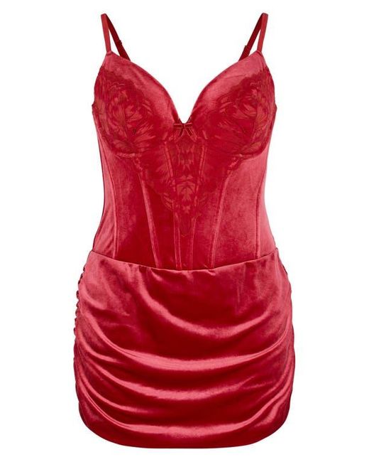 Savage x Fenty Red Plush Rush Underwire Corset Slipdress