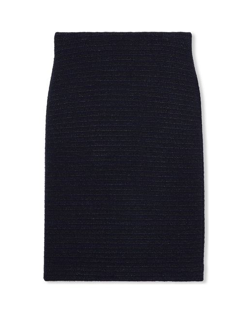 St. John Blue Stripe Metallic Tweed Pencil Skirt