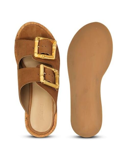 Jelavu Brown Corkie Wedge Cork Sandals With Double Suede Strap