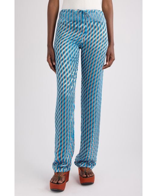 Dries Van Noten Blue Pacha Devour Diagonal Stripe Drawstring Pants