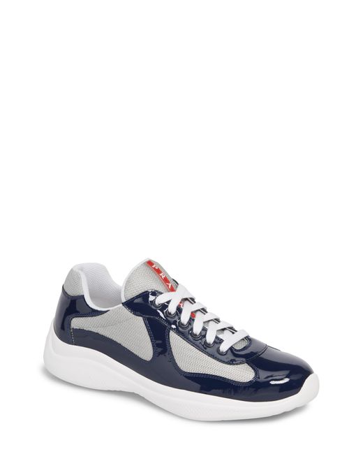 prada america's cup patent leather & technical fabric sneakers