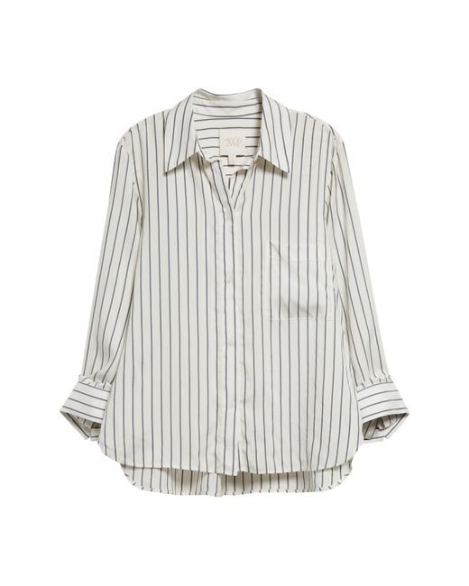 Twp White New Morning After Stripe Silk Button-up Shirt