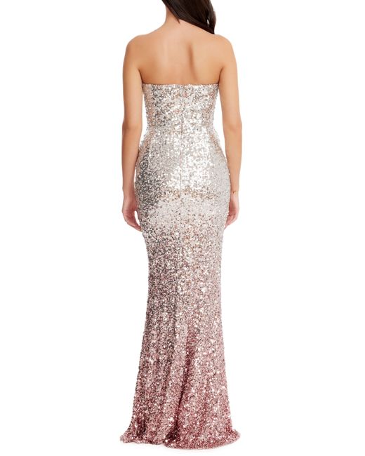 Dress the Population Red Fernanda Ombré Sequin Strapless Mermaid Gown