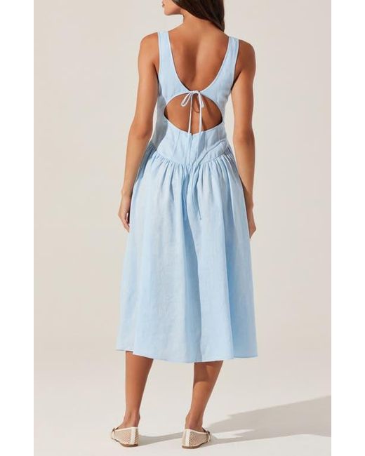 Astr Blue Thierry Sleeveless Midi Dress