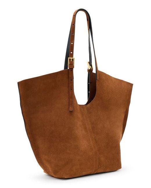 AllSaints Brown Ara East West Suede Tote