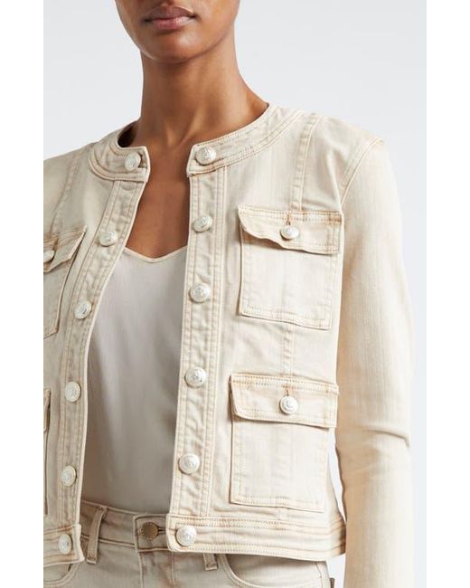 L'Agence Natural Yari Collarless Stretch Cotton Jacket