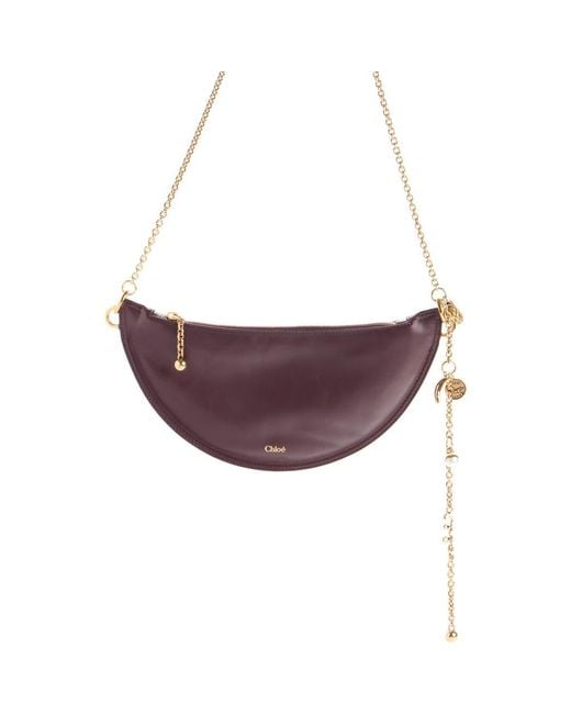 Chloé Purple Mini Icons Leather Half Moon Crossbody Bag