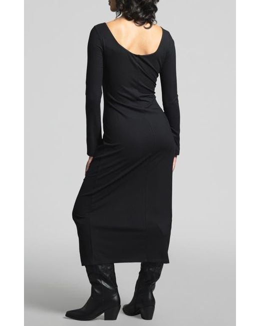 WEEKEND LOS ANGELES Gray Angelina Long Sleeve Rib Maxi Dress