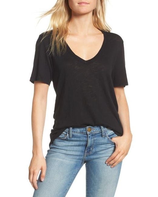Splendid Black Everly Slub V-Neck Tee