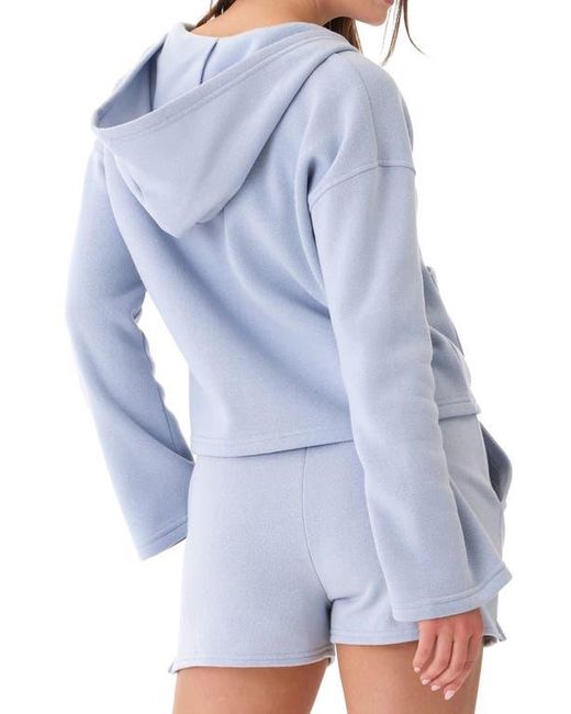 Threads For Thought Blue Raychelle Front Zip Crop Hoodie