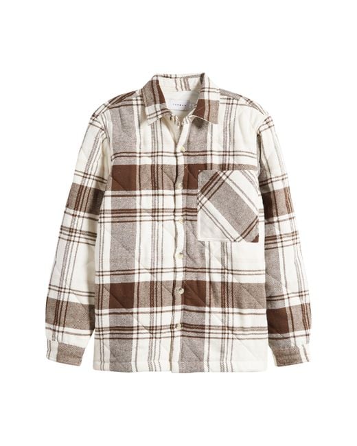 Topman Natural Check Quilted Overshirt for men