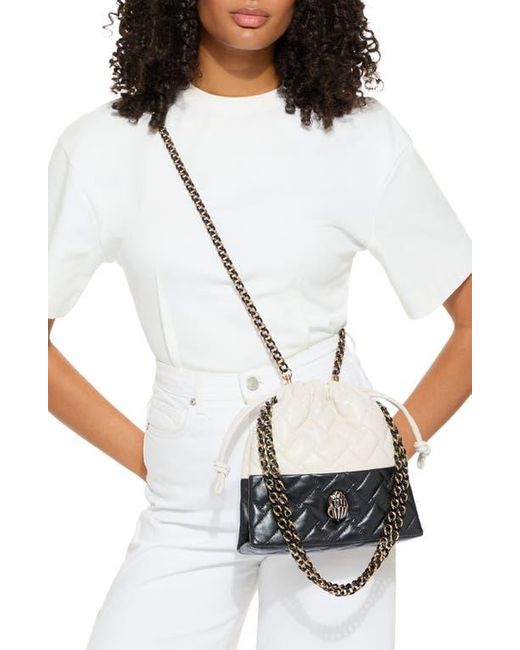 Kurt Geiger Natural Small Kensington Drawstring Quilted Leather Bucket Bag